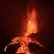 A night view of lava flows after the collapse of a part of the cone of the Cumbre Vieja Volcano on Oct. 10, 2021 in La Palma, Spain.